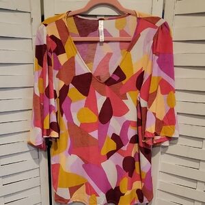 Dear Scarlett Multi Colored Flowy Blouse Size Large